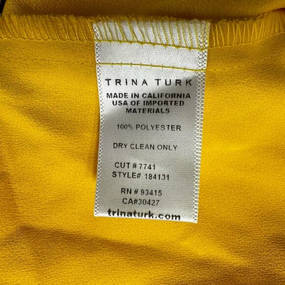 Trina Turk Sleeveless Top Full Front Zip Butter Yellow Medium Lux Woven Womens - Picture 5 of 6